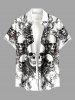 Skulls Flowers Print Buttons Pocket Hawaii Shirt For Men -  