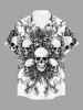 Skulls Flowers Print Buttons Pocket Hawaii Shirt For Men -  