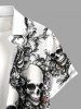 Skulls Flowers Print Buttons Pocket Hawaii Shirt For Men -  