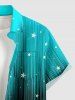 Chemise hawaïenne pour homme à imprimé dégradé galaxies et étoiles avec poche boutonnée - Turquoise Foncée XL