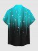 Ombre Galaxy Stars Print Buttons Pocket Hawaii Shirt For Men -  