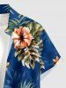 Hibiscus Flower Tropical Leaf Print Buttons Pocket Hawaii Shirt For Men -  
