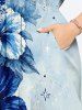 Robe midi Hawaï fendue à imprimé fleurs d'hibiscus et feuilles tropicales - Bleu clair S