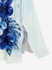 Robe midi Hawaï fendue à imprimé fleurs d'hibiscus et feuilles tropicales - Bleu clair S