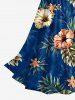 Robe bustier twist Hawaii à imprimé fleur d'hibiscus et feuilles tropicales - Bleu profond M