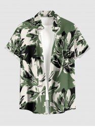 Chemise hawaïenne homme – Imprimé peinture à l'encre de fleurs, boutons et poche -  M