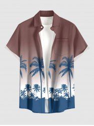 Chemise homme à imprimé ombre cocotier hawaïen avec poche boutonnée - marron foncé S