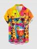 Tenue de plage hawaïenne assortie pour couples avec imprimé colorblock girafe et jus de fruits - Orange 