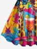 Tenue de plage hawaïenne assortie pour couples avec imprimé colorblock girafe et jus de fruits - Orange 