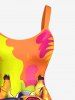 Tenue de plage hawaïenne assortie pour couples avec imprimé colorblock girafe et jus de fruits - Orange 