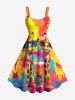 Tenue de plage hawaïenne assortie pour couples avec imprimé colorblock girafe et jus de fruits - Orange 
