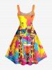 Tenue de plage hawaïenne assortie pour couples avec imprimé colorblock girafe et jus de fruits - Orange 