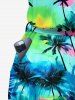 Ensemble plage assorti : chemise hawaïenne et combinaison imprimé tie-dye cocotier pour couples - Vert 