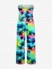Ensemble plage assorti : chemise hawaïenne et combinaison imprimé tie-dye cocotier pour couples - Vert 