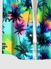 Ensemble plage assorti : chemise hawaïenne et combinaison imprimé tie-dye cocotier pour couples - Vert 