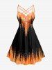 Tenue de plage hawaïenne assortie pour couple avec imprimé tie-dye flammes - Orange 