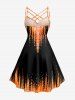 Tenue de plage hawaïenne assortie pour couple avec imprimé tie-dye flammes - Orange 