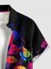 Tenue assortie pour couples avec imprimé crânes, fleurs et feuilles - style plage hawaïenne - Violacé rouge 