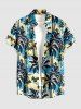 Chemise hawaïenne pour homme à imprimé nuage et cocotier, à boutons et poche - Bleu Ciel S