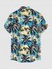 Chemise hawaïenne pour homme à imprimé nuage et cocotier, à boutons et poche - Bleu Ciel S