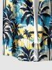 Chemise hawaïenne pour homme à imprimé nuage et cocotier, à boutons et poche - Bleu Ciel S