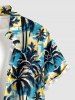 Chemise hawaïenne pour homme à imprimé nuage et cocotier, à boutons et poche - Bleu Ciel S