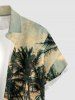 Coconut Tree Sun Seascape Print Buttons Pocket Hawaii Shirt For Men -  