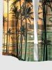 Coconut Tree Sun Seascape Print Buttons Pocket Hawaii Shirt For Men -  