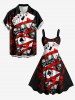 Robe débardeur Hawaï à imprimé crânes et cartes de poker (bretelles ajustables) - Rouge M