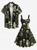 Halloween Skulls Skeleton Guitar Ghost Bat Print A Line Dress -  