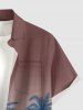 Chemise homme à imprimé ombre cocotier hawaïen avec poche boutonnée - marron foncé S