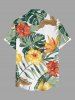 Chemise hawaïenne pour homme à imprimé feuilles tropicales et hibiscus, avec poche boutonnée -  M