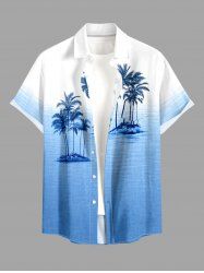 Chemise hawaïenne pour homme à imprimé ombré cocotier, boutons et poche - Pers S