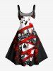 Tenue de plage Hawaii assortie pour couples avec imprimé crânes et cartes de poker - Rouge 