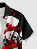 Tenue de plage Hawaii assortie pour couples avec imprimé crânes et cartes de poker - Rouge 