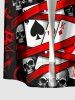 Tenue de plage Hawaii assortie pour couples avec imprimé crânes et cartes de poker - Rouge 