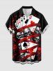 Tenue de plage Hawaii assortie pour couples avec imprimé crânes et cartes de poker - Rouge 