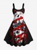 Tenue de plage Hawaii assortie pour couples avec imprimé crânes et cartes de poker - Rouge 