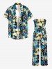 Matching Hawaii Shirt and Romper Plus Size Beach Outfit Coconut Tree Cloud Print for Couples -  