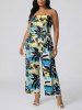 Matching Hawaii Shirt and Romper Plus Size Beach Outfit Coconut Tree Cloud Print for Couples -  