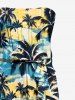 Matching Hawaii Shirt and Romper Plus Size Beach Outfit Coconut Tree Cloud Print for Couples -  