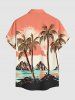Coconut Tree Sun Mountain Seascape Print Matching Hawaii Beach Outfit For Couples -  