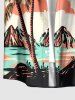 Coconut Tree Sun Mountain Seascape Print Matching Hawaii Beach Outfit For Couples -  