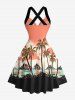 Coconut Tree Sun Mountain Seascape Print Matching Hawaii Beach Outfit For Couples -  