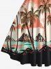 Coconut Tree Sun Mountain Seascape Print Matching Hawaii Beach Outfit For Couples -  