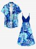 Flowers Tropical Leaf Print Matching Hawaii Beach Outfit For Couples -  