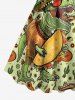 Tenue de plage Hawaii assortie pour couples - Imprimé dinosaure, guitare, chapeau, cactus - Vert Jaune 