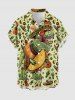 Tenue de plage Hawaii assortie pour couples - Imprimé dinosaure, guitare, chapeau, cactus - Vert Jaune 