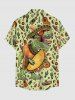 Tenue de plage Hawaii assortie pour couples - Imprimé dinosaure, guitare, chapeau, cactus - Vert Jaune 