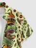 Tenue de plage Hawaii assortie pour couples - Imprimé dinosaure, guitare, chapeau, cactus - Vert Jaune 